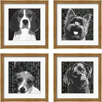 Framed BW Dog 4 Piece Framed Art Print Set