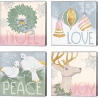 Framed 'Pastel Christmas 4 Piece Canvas Print Set' border=