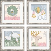 Framed 'Pastel Christmas 4 Piece Framed Art Print Set' border=