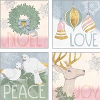 Framed 'Pastel Christmas 4 Piece Art Print Set' border=
