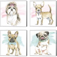 Framed 'Glamour Pups 4 Piece Canvas Print Set' border=