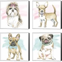 Framed Glamour Pups 4 Piece Canvas Print Set