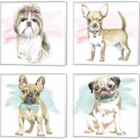 Framed Glamour Pups 4 Piece Canvas Print Set