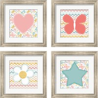 Framed 'Baby Quilt Gold 4 Piece Framed Art Print Set' border=