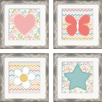 Framed 'Baby Quilt Gold 4 Piece Framed Art Print Set' border=