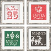 Framed 'Christmas 4 Piece Framed Art Print Set' border=