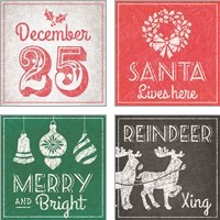 Framed 'Christmas 4 Piece Art Print Set' border=