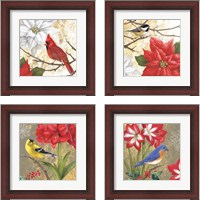 Framed 'Winter Birds Collage 4 Piece Framed Art Print Set' border=