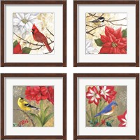 Framed Winter Birds Collage 4 Piece Framed Art Print Set