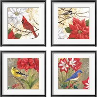 Framed Winter Birds Collage 4 Piece Framed Art Print Set
