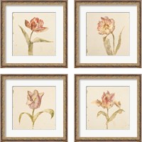 Framed 'Vintage Tulip 4 Piece Framed Art Print Set' border=