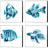 Framed Fish 4 Piece Canvas Print Set