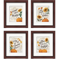 Framed 'Harvest Delight on White 4 Piece Framed Art Print Set' border=