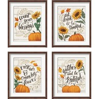 Framed 'Harvest Delight on White 4 Piece Framed Art Print Set' border=