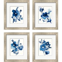 Framed 'Independent Blooms Blue 4 Piece Framed Art Print Set' border=