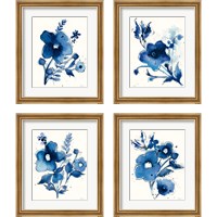 Framed Independent Blooms Blue 4 Piece Framed Art Print Set
