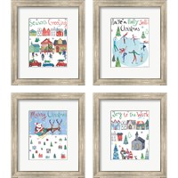 Framed Holiday Festivities 4 Piece Framed Art Print Set