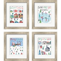 Framed 'Holiday Festivities 4 Piece Framed Art Print Set' border=