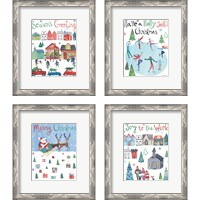 Framed 'Holiday Festivities 4 Piece Framed Art Print Set' border=