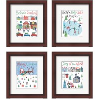 Framed 'Holiday Festivities 4 Piece Framed Art Print Set' border=