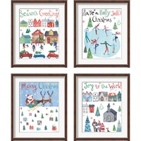 Framed 'Holiday Festivities 4 Piece Framed Art Print Set' border=