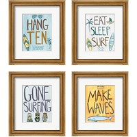 Framed 'Make Waves 4 Piece Framed Art Print Set' border=