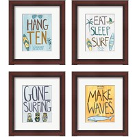 Framed 'Make Waves 4 Piece Framed Art Print Set' border=