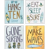 Framed 'Make Waves 4 Piece Art Print Set' border=