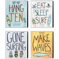 Framed 'Make Waves 4 Piece Canvas Print Set' border=