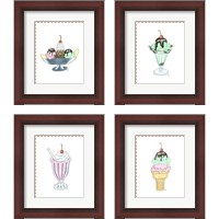 Framed 'Ice Cream Parlor 4 Piece Framed Art Print Set' border=