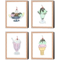 Framed 'Ice Cream Parlor 4 Piece Canvas Print Set' border=