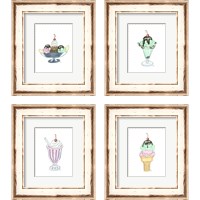 Framed 'Ice Cream Parlor 4 Piece Framed Art Print Set' border=