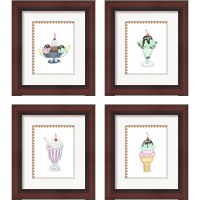 Framed 'Ice Cream Parlor 4 Piece Framed Art Print Set' border=
