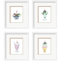Framed 'Ice Cream Parlor 4 Piece Framed Art Print Set' border=