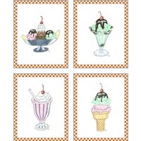 Framed 'Ice Cream Parlor 4 Piece Art Print Set' border=