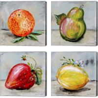 Framed 'Abstract Kitchen Fruit 4 Piece Canvas Print Set' border=
