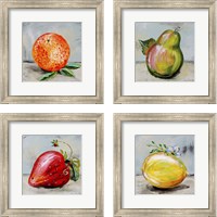 Framed 'Abstract Kitchen Fruit 4 Piece Framed Art Print Set' border=