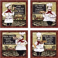 Framed 'Bistro Chef 4 Piece Art Print Set' border=