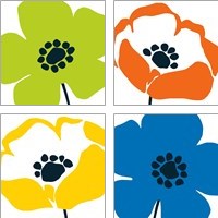 Framed Pop Art Floral  4 Piece Art Print Set