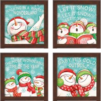 Framed 'Let it Snow 4 Piece Framed Art Print Set' border=