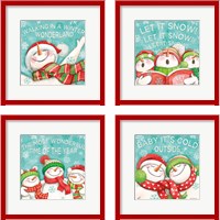 Framed 'Let it Snow 4 Piece Framed Art Print Set' border=