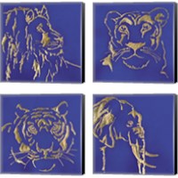 Framed Gilded Animal Blue 4 Piece Canvas Print Set
