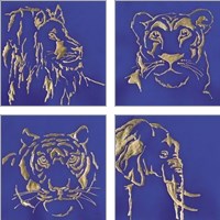 Framed 'Gilded Animal Blue 4 Piece Art Print Set' border=