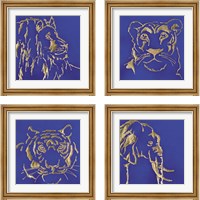 Framed Gilded Animal Blue 4 Piece Framed Art Print Set