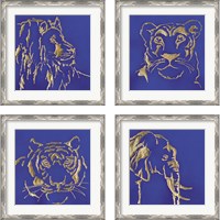 Framed 'Gilded Animal Blue 4 Piece Framed Art Print Set' border=