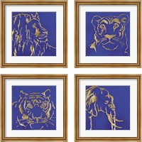 Framed 'Gilded Animal Blue 4 Piece Framed Art Print Set' border=