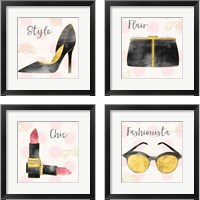 Framed 'Fashion Blooms Black 4 Piece Framed Art Print Set' border=