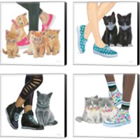 Framed 'Cutie Kitties 4 Piece Canvas Print Set' border=