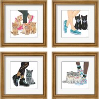 Framed 'Cutie Kitties 4 Piece Framed Art Print Set' border=