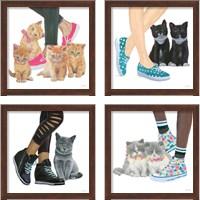 Framed 'Cutie Kitties 4 Piece Framed Art Print Set' border=